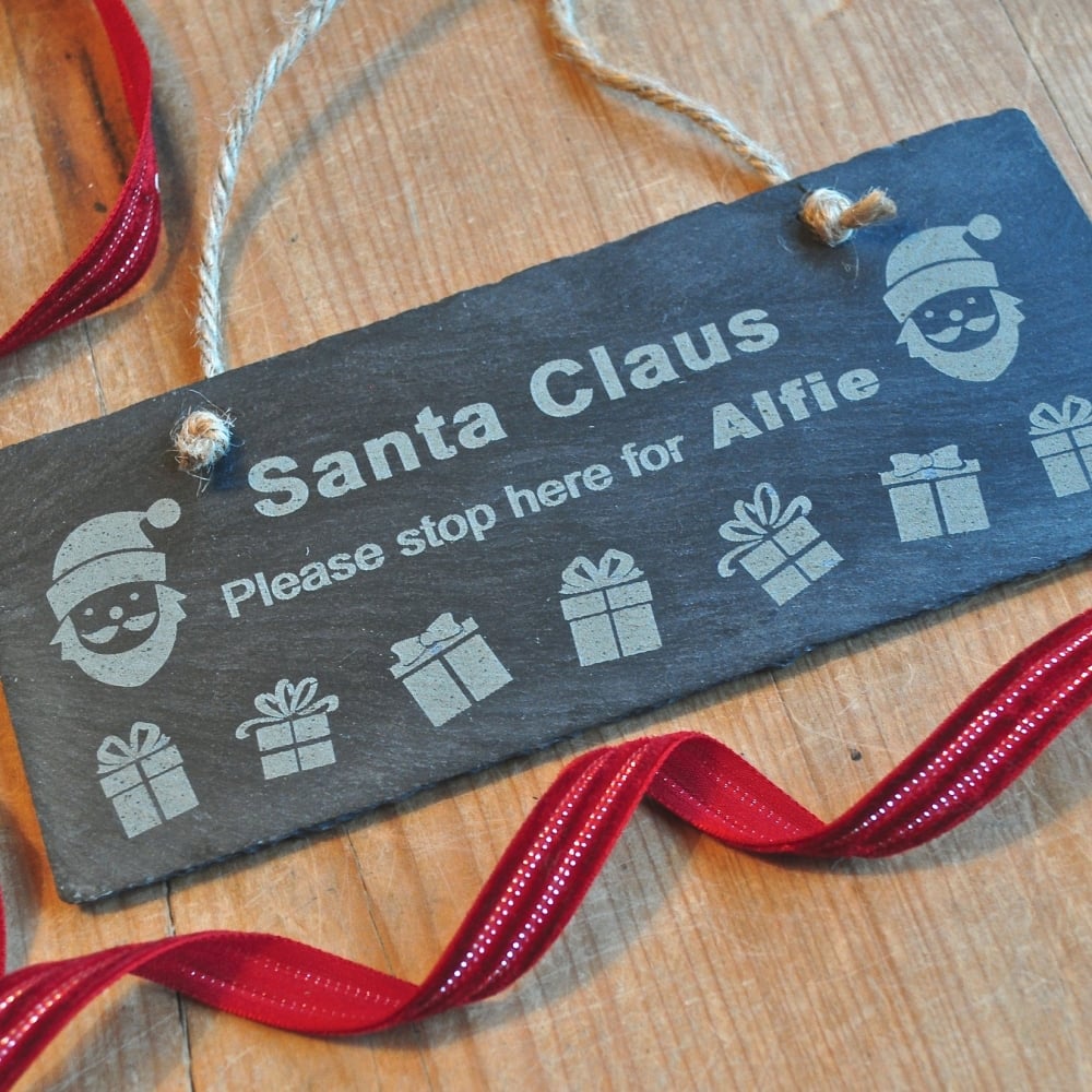 Personalised Santa Claus Slate Sign