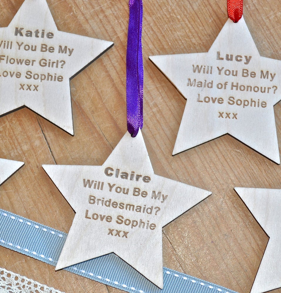 Will You Be My Bridesmaid? Wooden Star