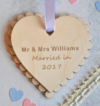 Wedding Date Wooden Heart