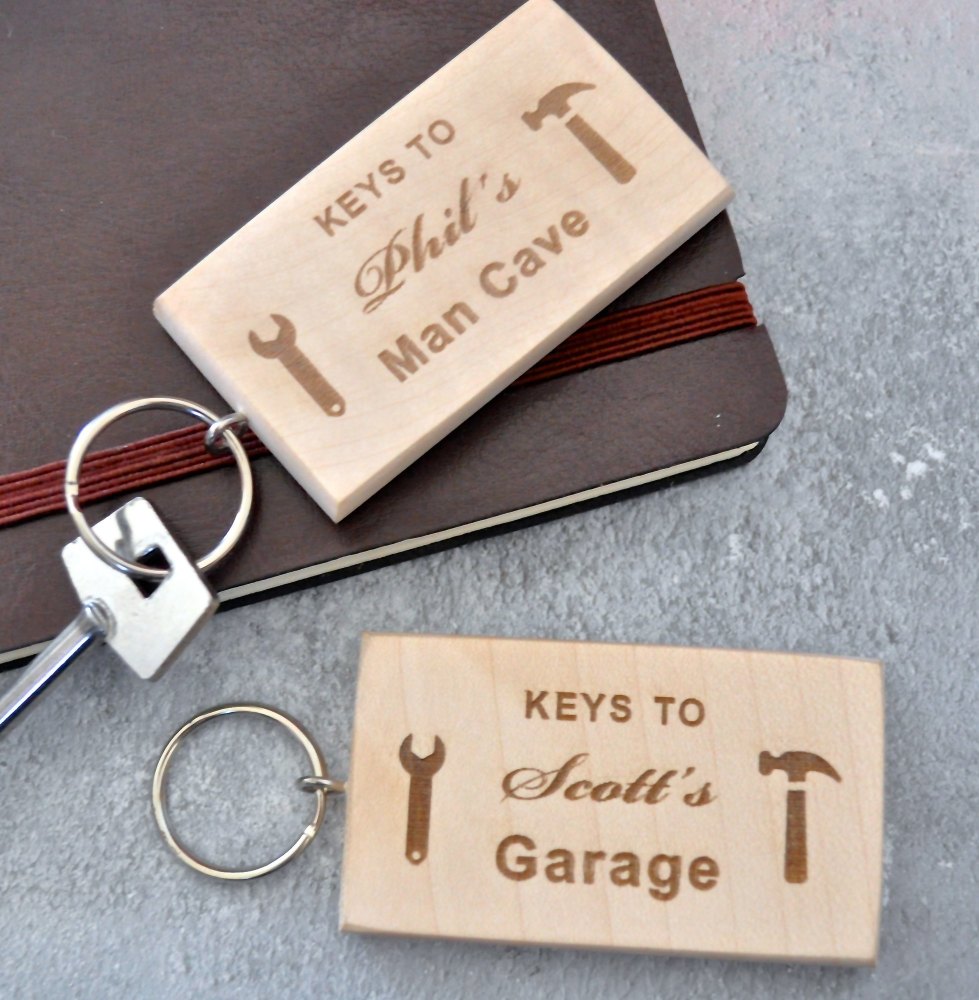 Personalised Wooden Man Cave Keyring