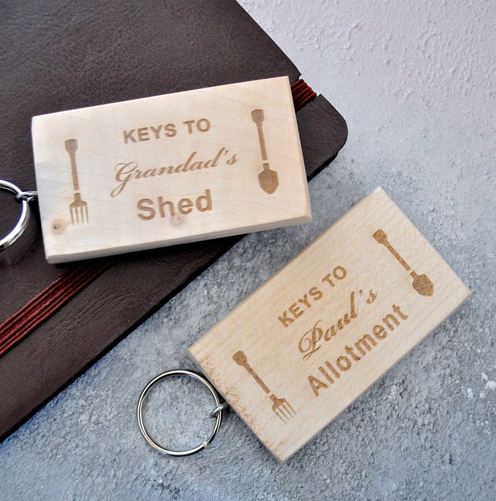 Personalised Wooden Shed Keyring