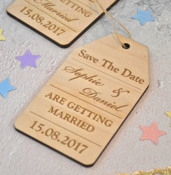 Wooden Save The Date Tag