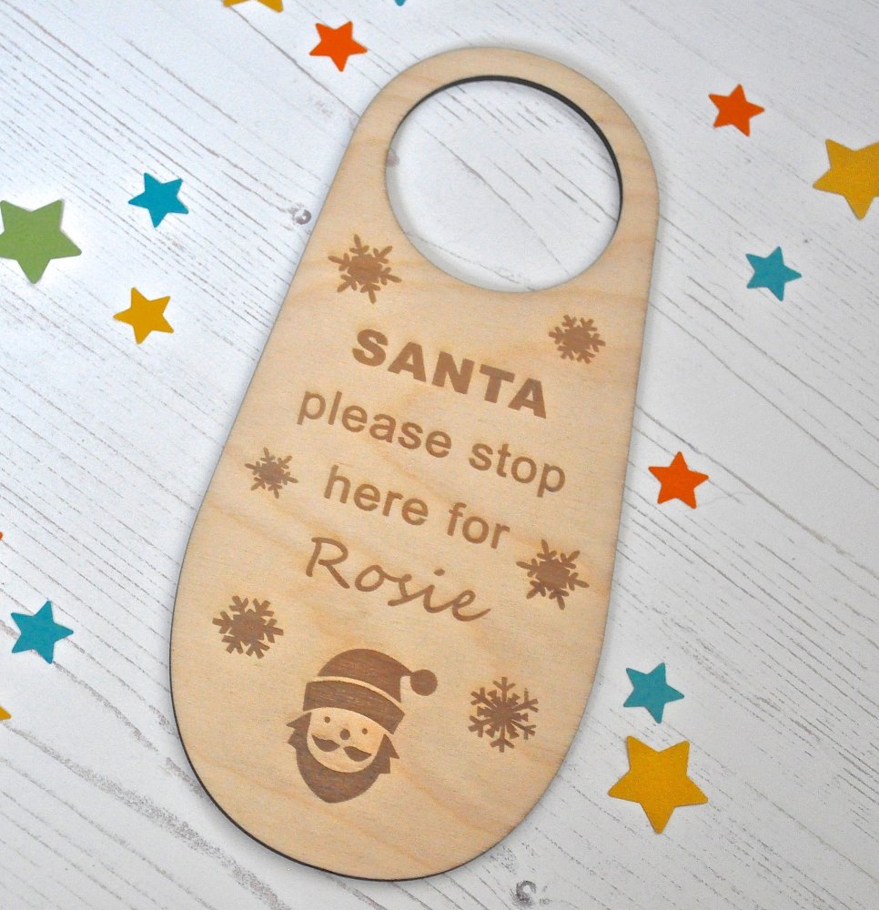 Personalised Santa Please Stop Here Door Hanger