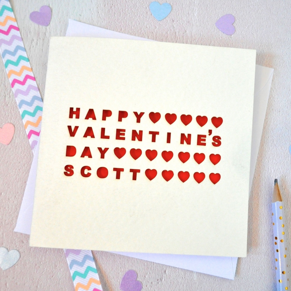 Personalised Laser Cut Heart Valentine's Day Card