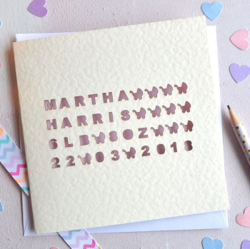 Personalised Laser Cut Baby Card