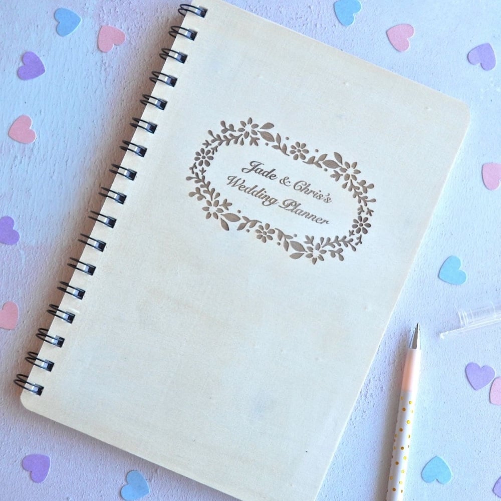 Personalised Wooden Wedding Planner Notebook