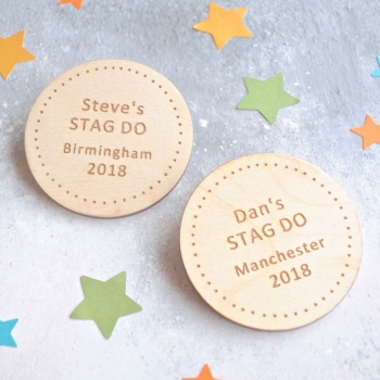 Personalised Stag Do Wooden Badges