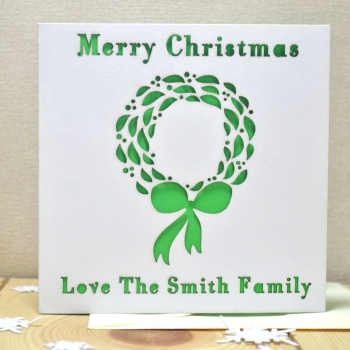 Personalised Laser Cut Christmas Wreath Card