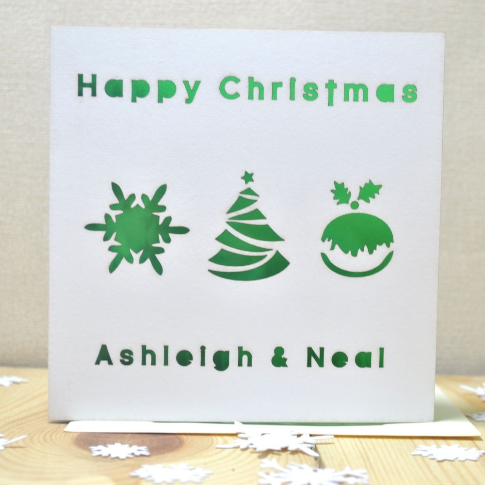 Personalised Laser Cut Christmas Pudding Card