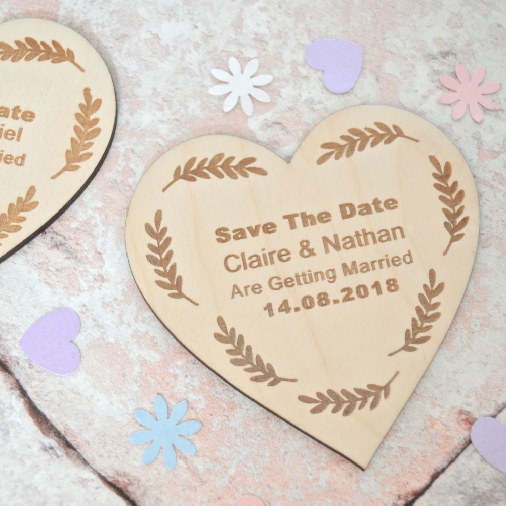 Personalised Save The Date Heart Magnet