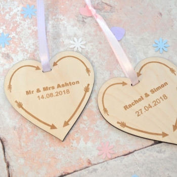 Personalised Wedding Date Wooden Heart