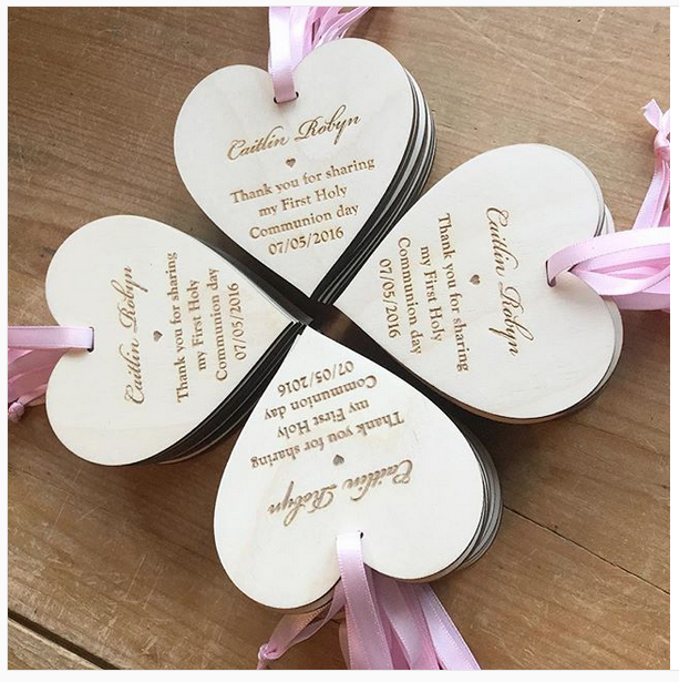 Personalised Wooden Heart Christening gift for guests