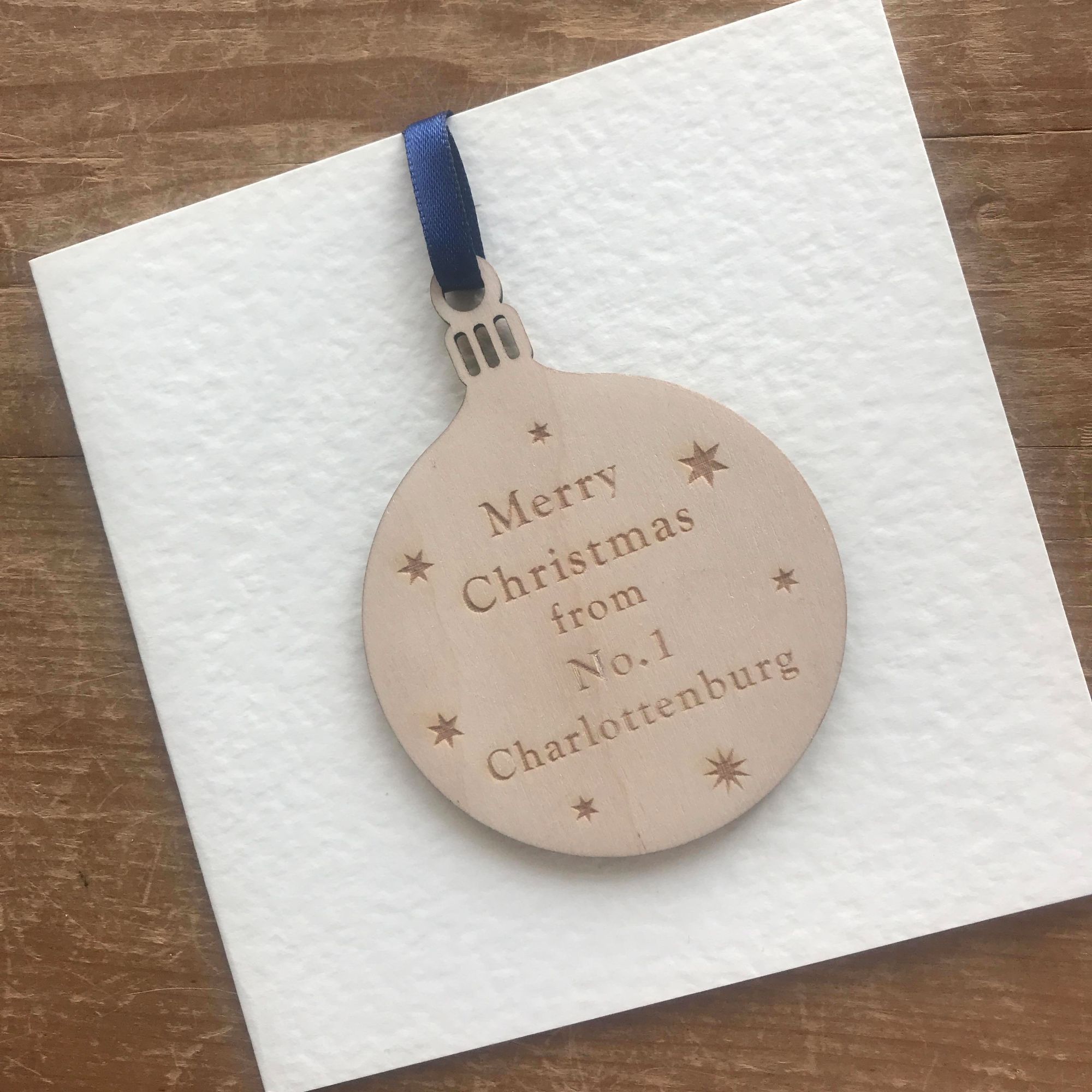 Wooden Personalised  Christmas Decoration Card
