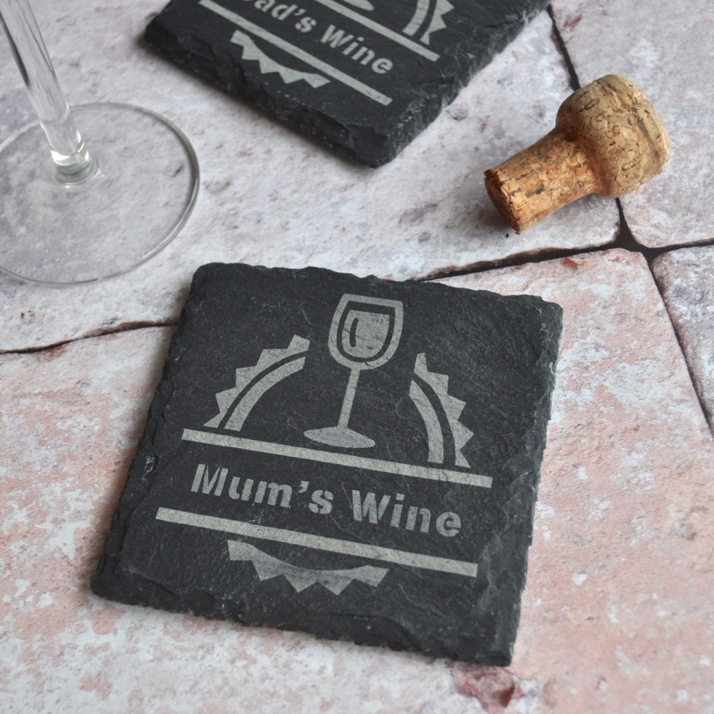 Personalised Wine Slate Coaster