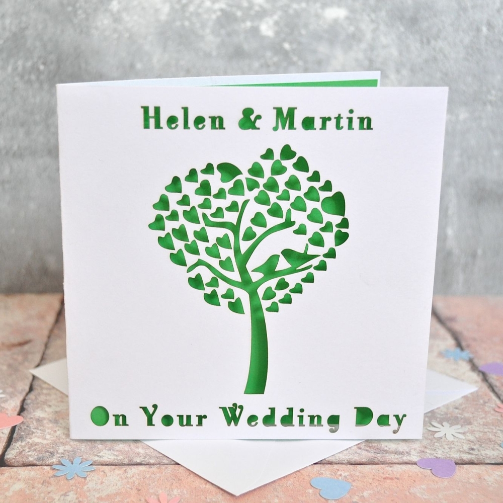 Laser Cut Wedding Tree Heart Card