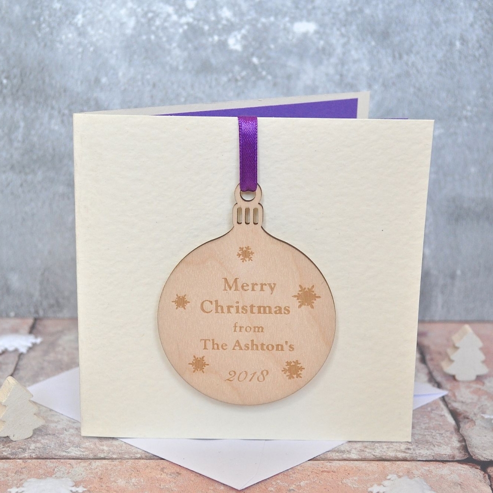  Wooden Bauble Christmas Card
