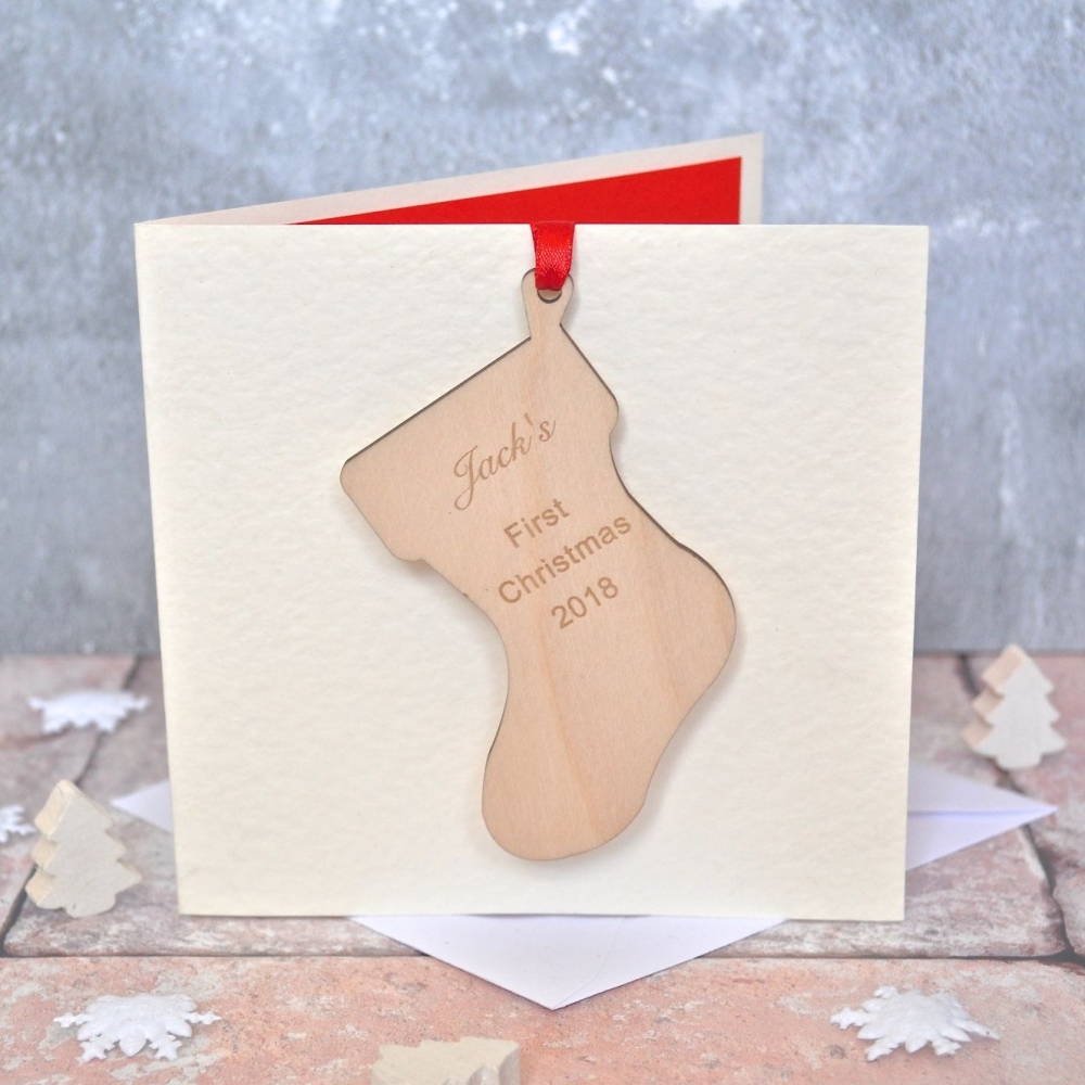  Personalised First Christmas Bauble Card