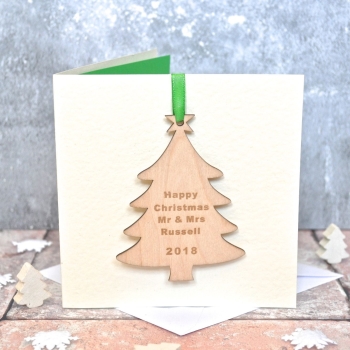Personalised Wooden Tree Christmas Card