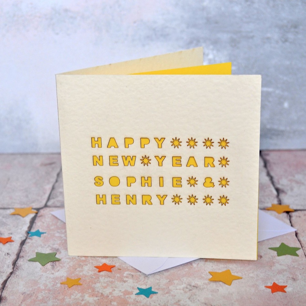  Personalised Hapopy New Year Laser Cut Card