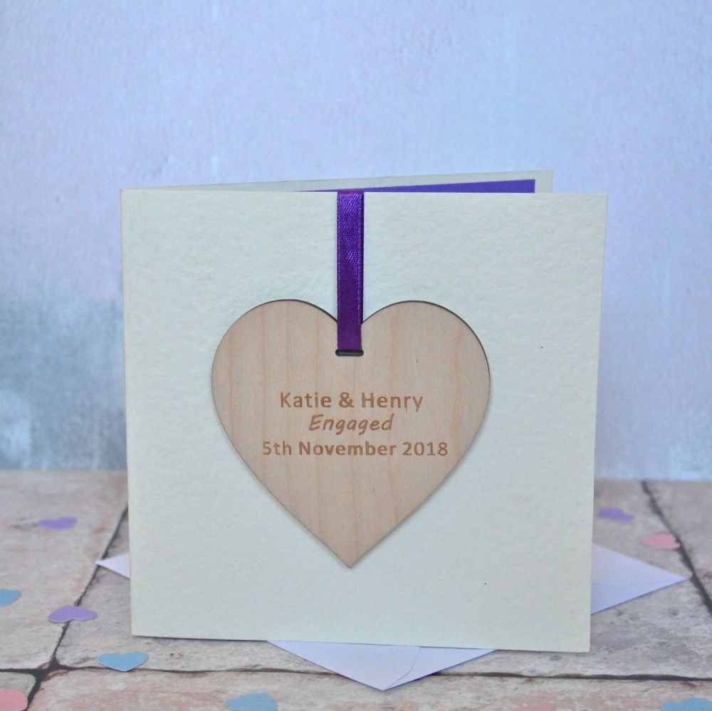 Personalised Wooden Decoration Engagement Card