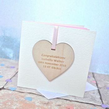 Personalised Baby Wooden Heart Card