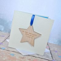 Personalised Christening Wooden Decoration Card