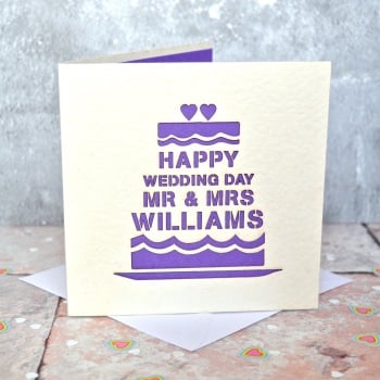 Personalised Laser Cut Wedding Day Cake Card
