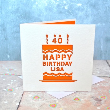 Personalised Laser Cut Birthday Cake Card
