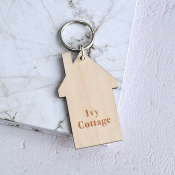 Personalised Wooden House Name Keyring