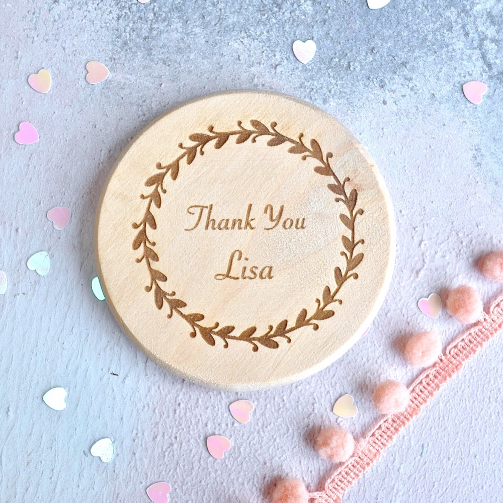 Personalised Floral Thank You Compact Mirror