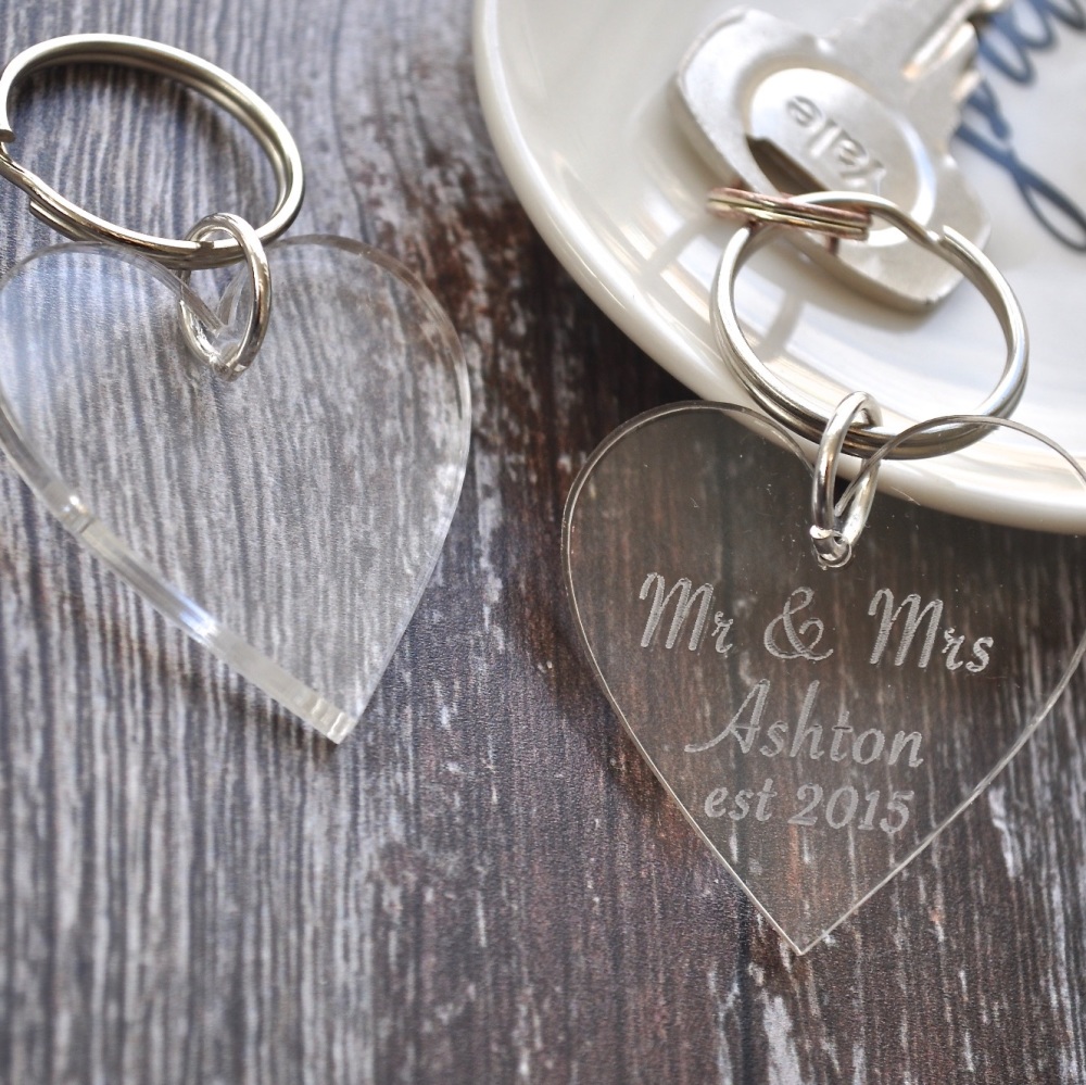Personalised Heart Wedding Keyring