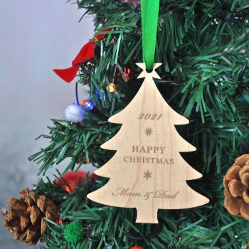 Personalised Wooden Tree Bauble