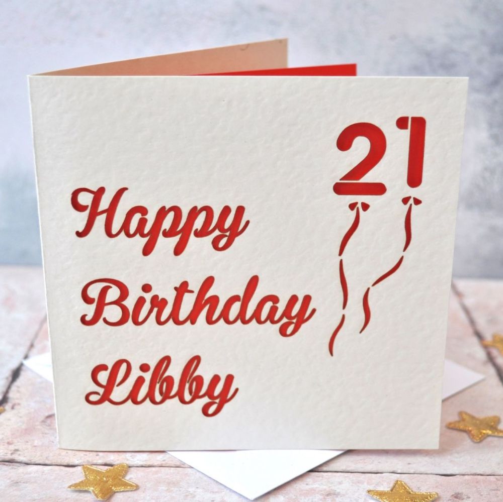 Personalised Laser Cut Birthday Balloon Card