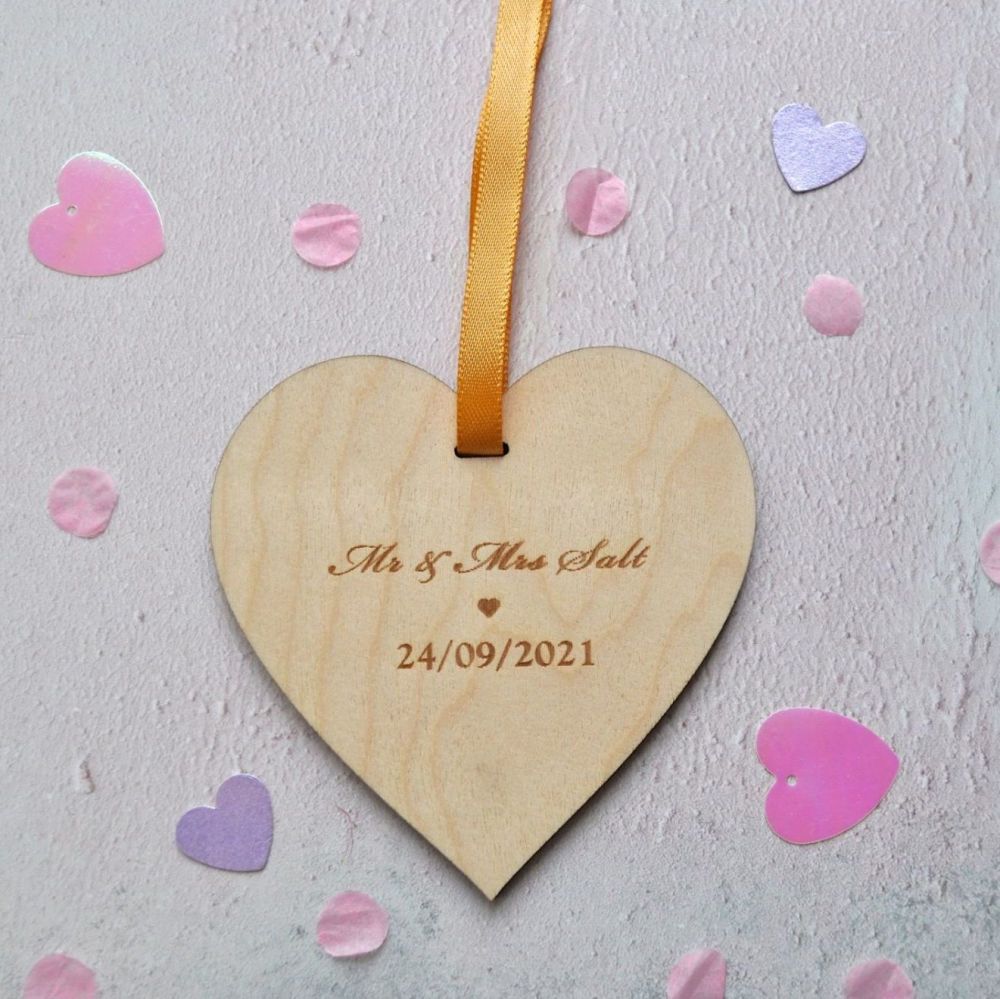 Personalised Wedding Wooden Heart