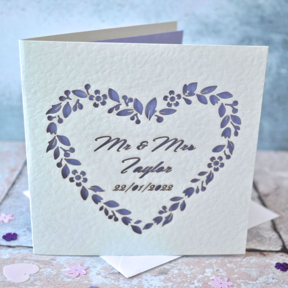 Personalised Laser Cut Floral Wedding Card
