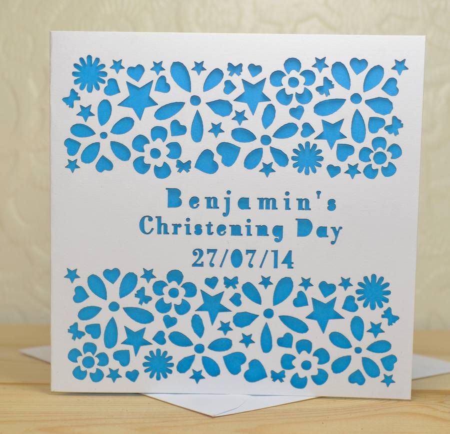 Personalised Laser Cut Baby Christening Card