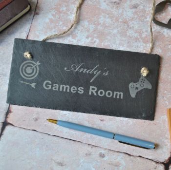 Personalised Games Room Slate Sign