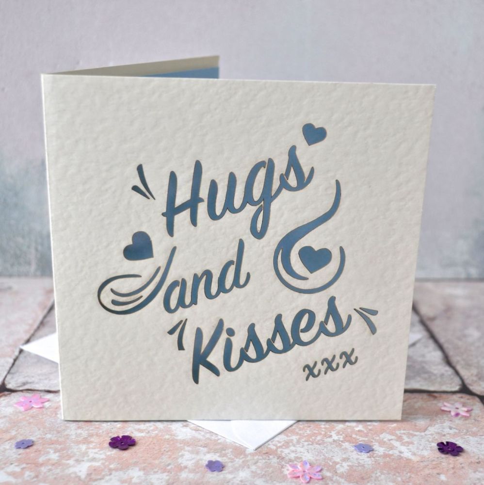 'Hugs And Kisses' Laser Cut Card
