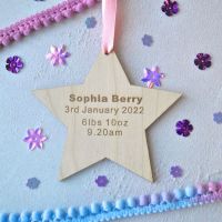 New Baby Wooden Hanging Star