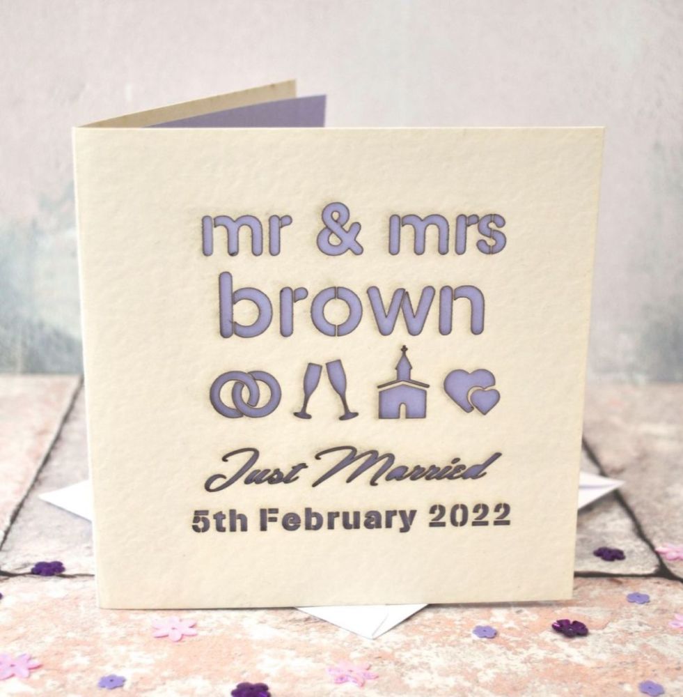 Personalised Mr And Mrs Laser Cut Wedding Card