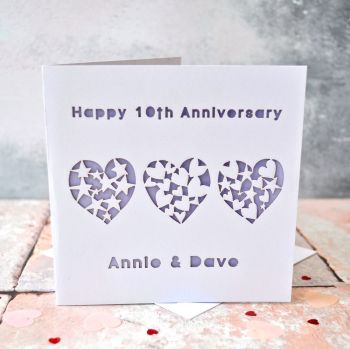 Personalised Laser Cut Anniversary Heart Card