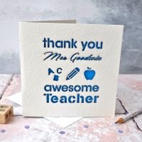 Personalised Laser Cut Thank You Teacher Card