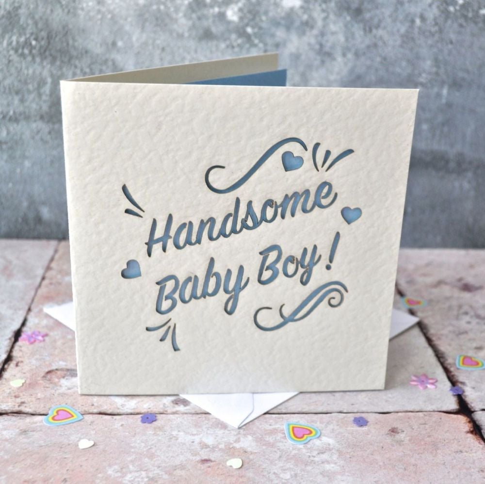 Handsome Baby Boy Laser Cut Card