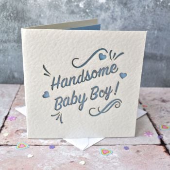 Handsome Baby Boy Laser Cut Card