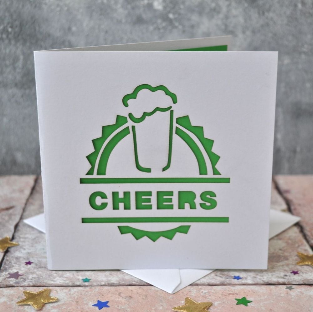 'Cheers' Laser Cut Beer Card