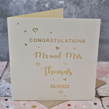 Personalised  Gold Foiled Wedding Card