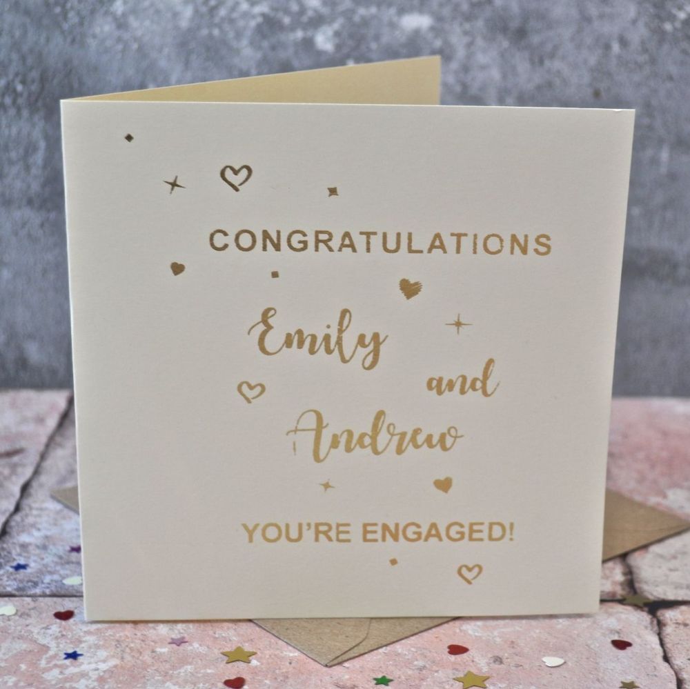 Personalised  Gold Foiled Engagment Card