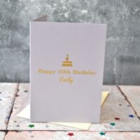 Personalised Gold Foiled Cake Birthday Card