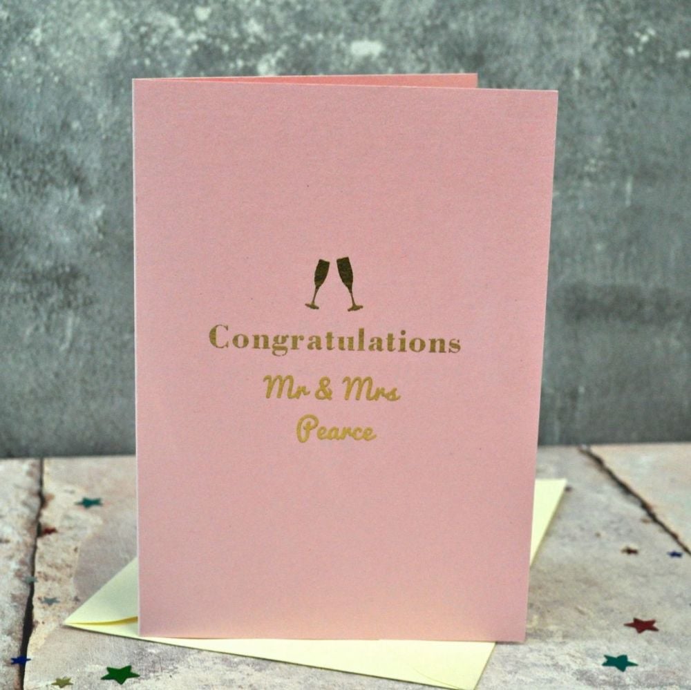 Personalised Foiled 'Champagne' Wedding Card