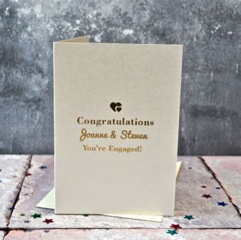 Personalised Foiled 'Hearts' Engagement Card